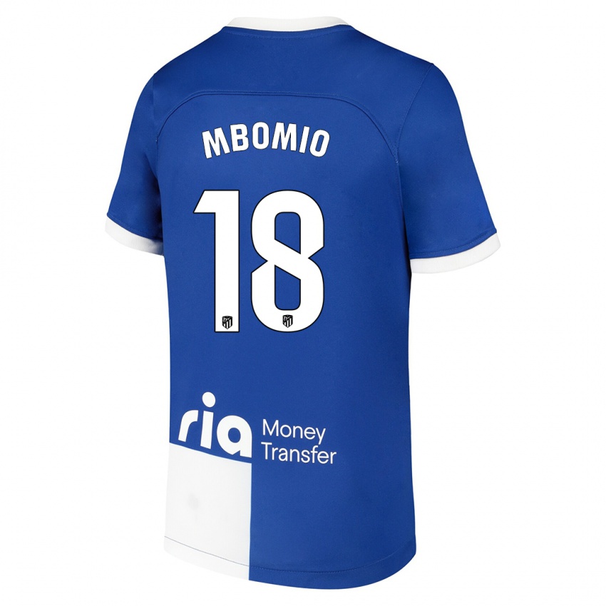 Kinder Rony Mbomio #18 Blau Weiss Auswärtstrikot Trikot 2023/24 T-Shirt Schweiz