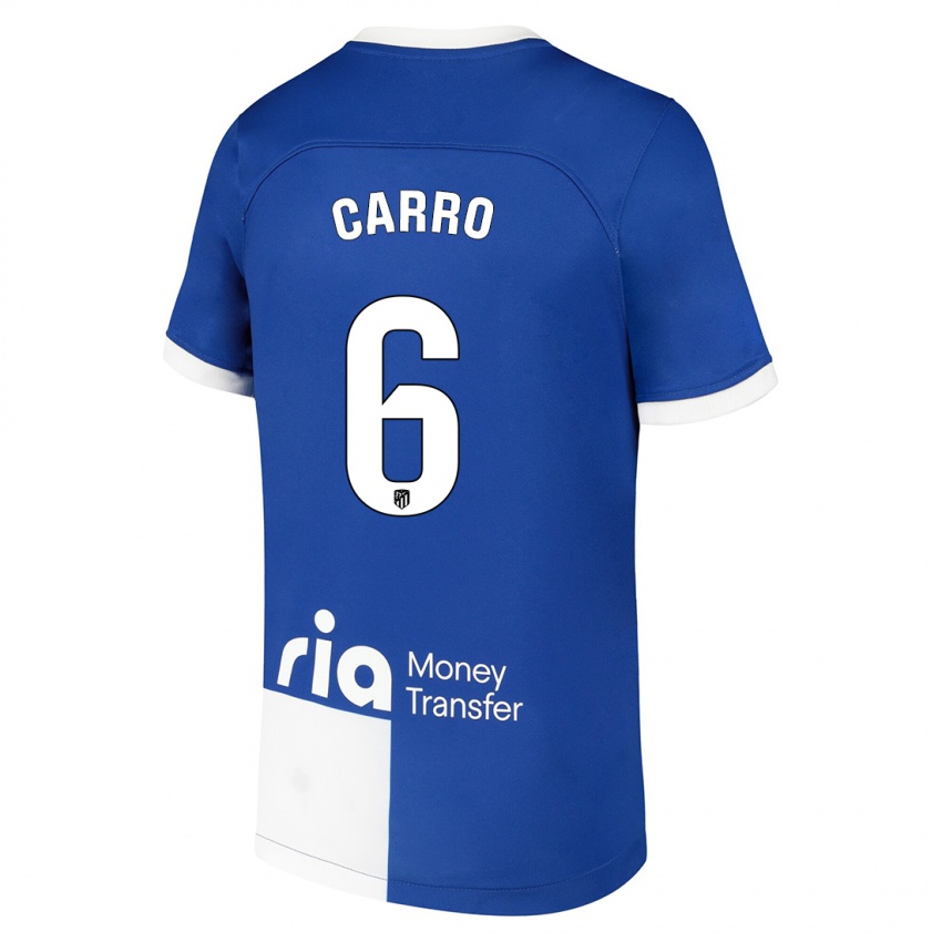 Kinder Mikel Carro #6 Blau Weiss Auswärtstrikot Trikot 2023/24 T-Shirt Schweiz