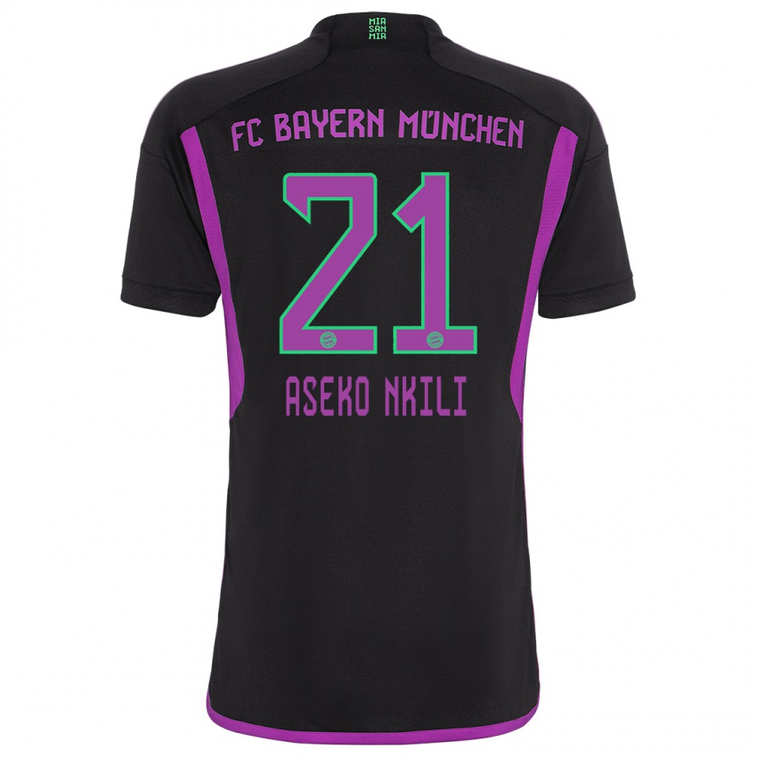 Kinder Noel Aseko Nkili #21 Schwarz Auswärtstrikot Trikot 2023/24 T-Shirt Schweiz