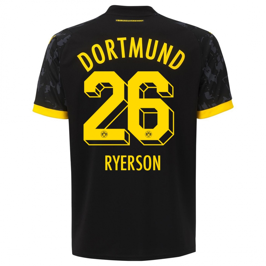 Kinder Julian Ryerson #26 Schwarz Auswärtstrikot Trikot 2023/24 T-Shirt Schweiz