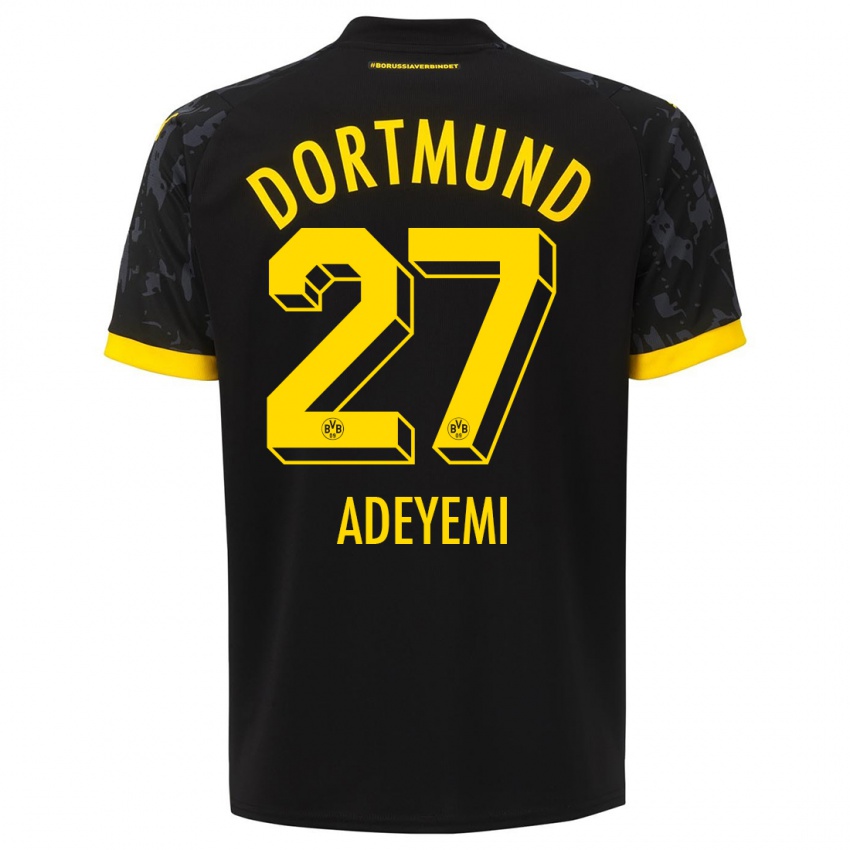 Kinder Karim Adeyemi #27 Schwarz Auswärtstrikot Trikot 2023/24 T-Shirt Schweiz