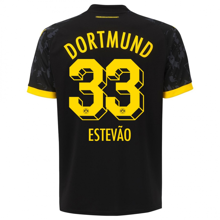Kinder Tiago Estevão #33 Schwarz Auswärtstrikot Trikot 2023/24 T-Shirt Schweiz