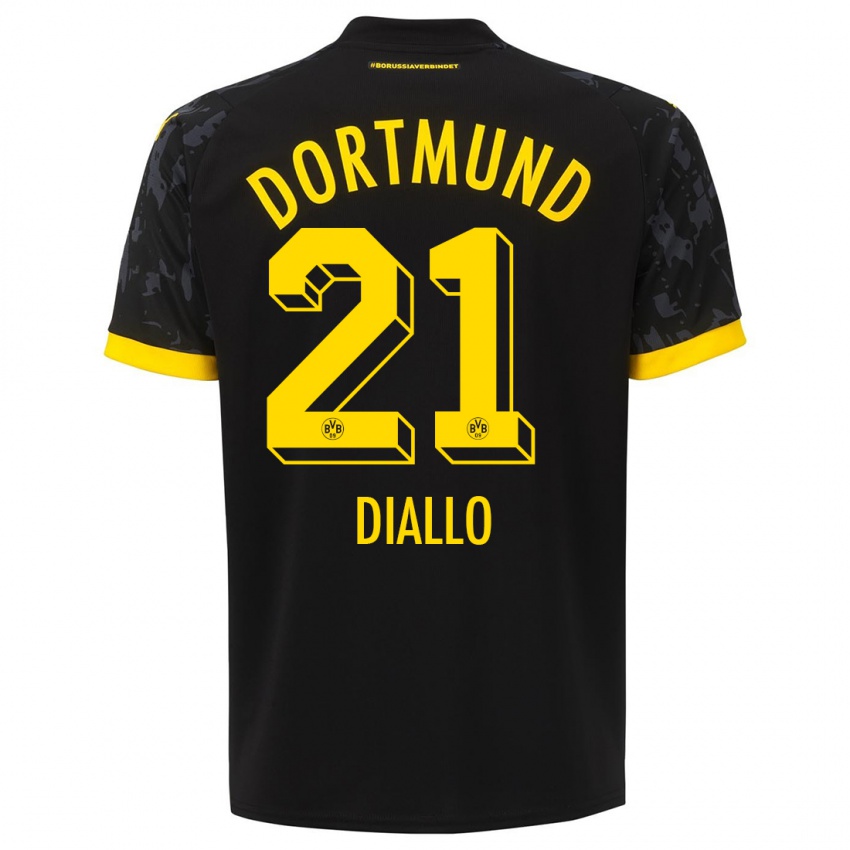 Kinder Ousmane Diallo #21 Schwarz Auswärtstrikot Trikot 2023/24 T-Shirt Schweiz