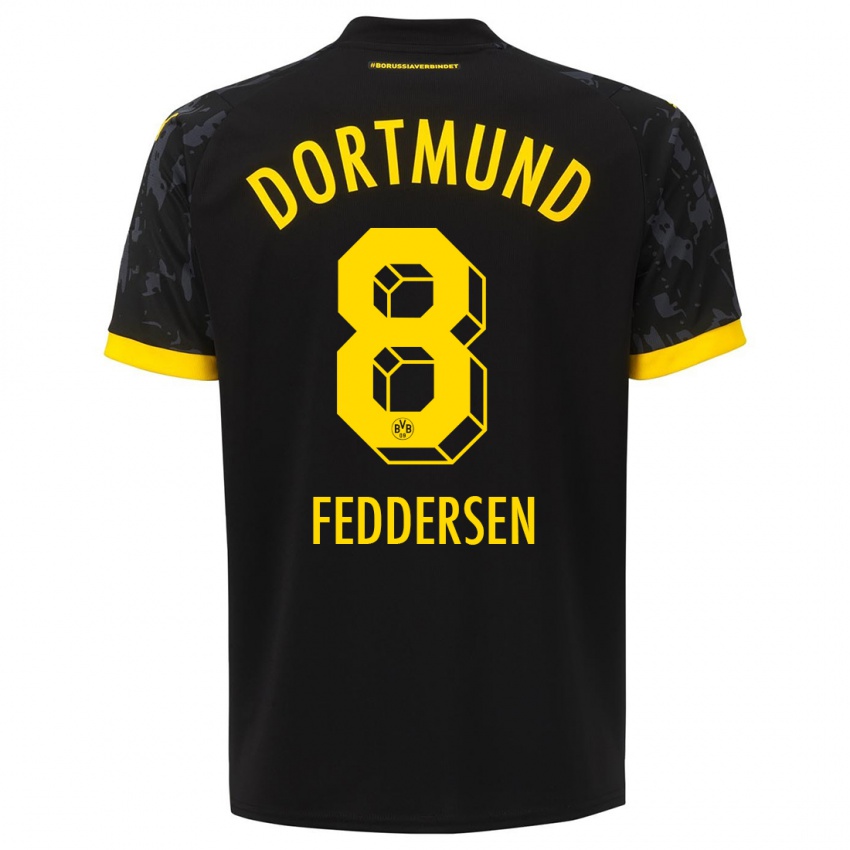 Kinder Jonas Feddersen #8 Schwarz Auswärtstrikot Trikot 2023/24 T-Shirt Schweiz