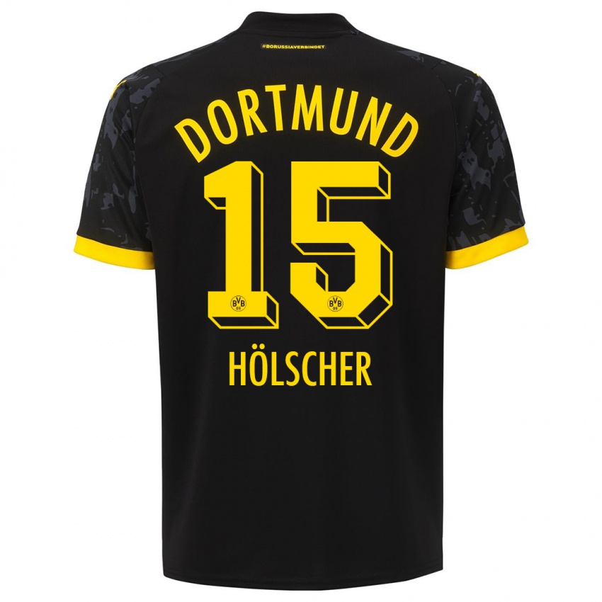 Kinder Mats Hölscher #15 Schwarz Auswärtstrikot Trikot 2023/24 T-Shirt Schweiz