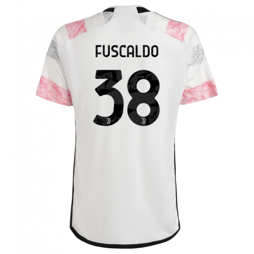 Kinder Matteo Fuscaldo #38 Weiß Rosa Auswärtstrikot Trikot 2023/24 T-Shirt Schweiz