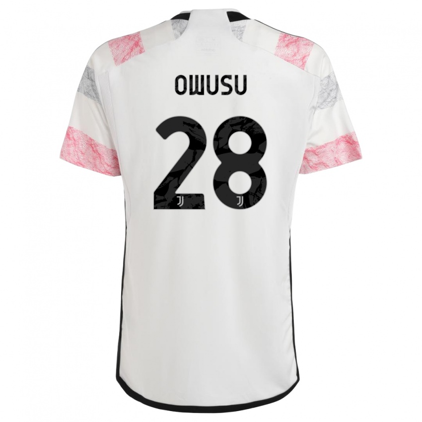 Kinder Augusto Owusu #28 Weiß Rosa Auswärtstrikot Trikot 2023/24 T-Shirt Schweiz