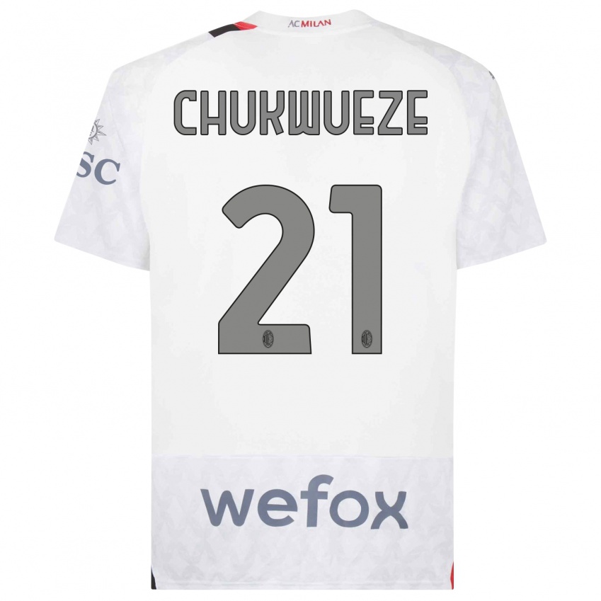 Kinder Samuel Chukwueze #21 Weiß Auswärtstrikot Trikot 2023/24 T-Shirt Schweiz