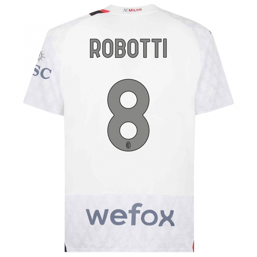Enfant Maillot Giovanni Robotti #8 Blanc Tenues Extérieur 2023/24 T-Shirt Suisse