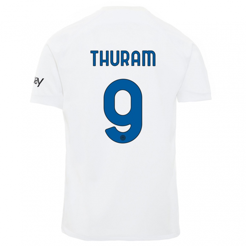 Enfant Maillot Marcus Thuram #9 Blanc Tenues Extérieur 2023/24 T-Shirt Suisse