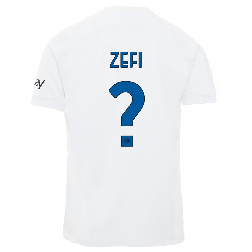 Enfant Maillot Kevin Zefi #0 Blanc Tenues Extérieur 2023/24 T-Shirt Suisse