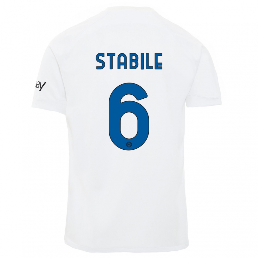 Kinder Giacomo Stabile #6 Weiß Auswärtstrikot Trikot 2023/24 T-Shirt Schweiz
