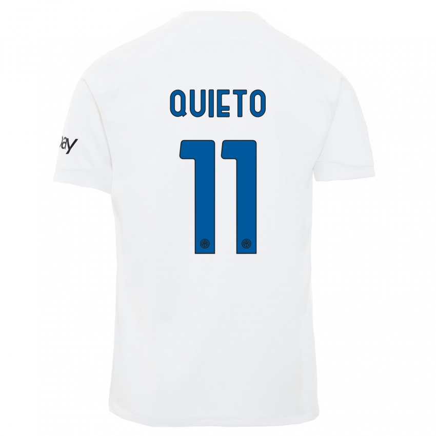 Enfant Maillot Daniele Quieto #11 Blanc Tenues Extérieur 2023/24 T-Shirt Suisse
