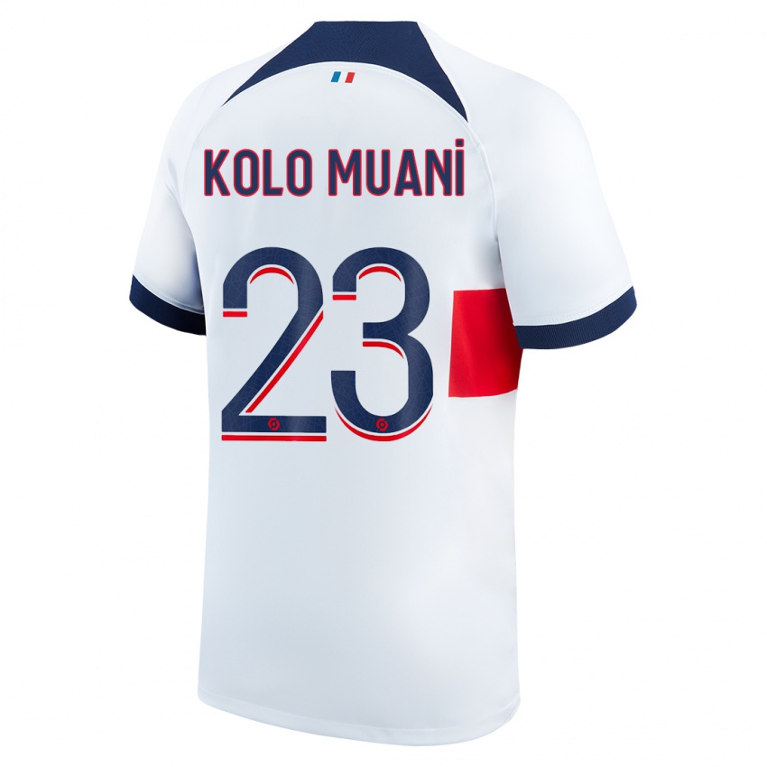 Kinder Randal Kolo Muani #23 Weiß Auswärtstrikot Trikot 2023/24 T-Shirt Schweiz