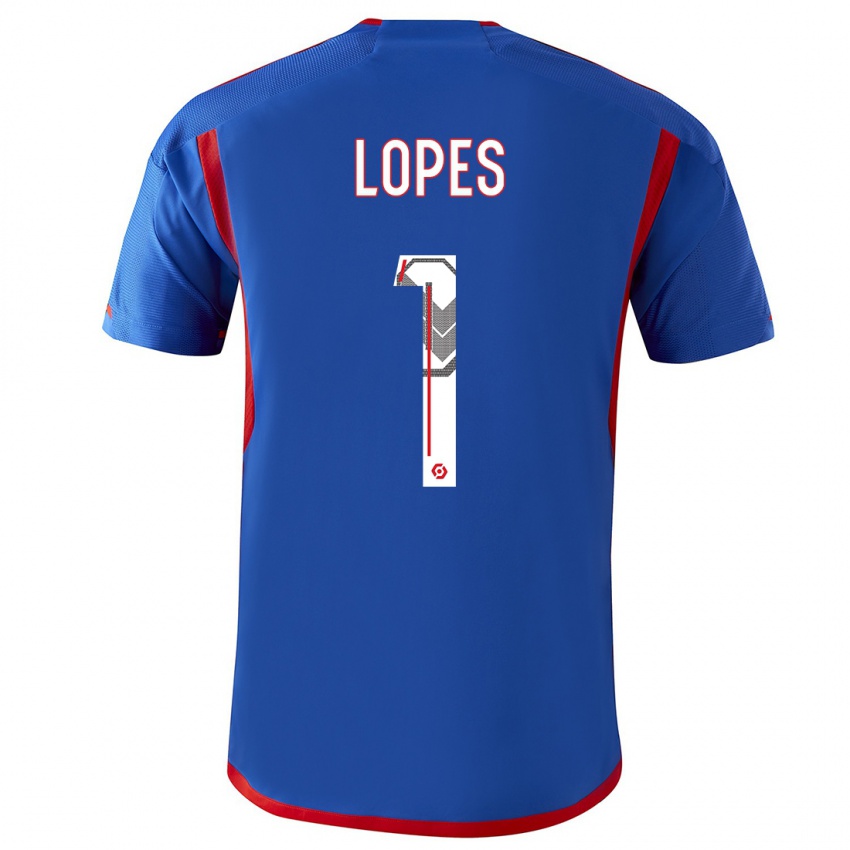 Kinder Anthony Lopes #1 Blau Rot Auswärtstrikot Trikot 2023/24 T-Shirt Schweiz