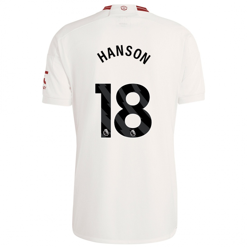 Enfant Maillot Kirsty Hanson #18 Blanc Troisieme 2023/24 T-Shirt Suisse