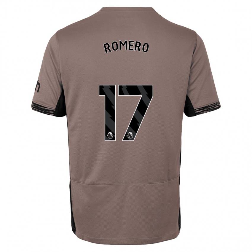 Kinder Cristian Romero #17 Dunkelbeige Ausweichtrikot Trikot 2023/24 T-Shirt Schweiz
