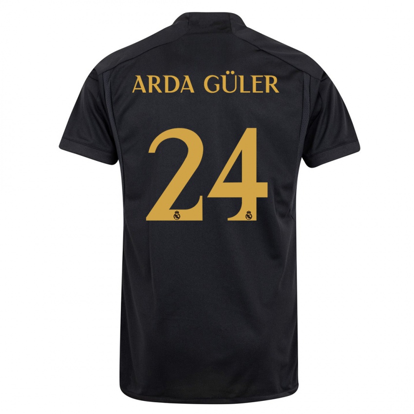 Kinder Arda Güler #24 Schwarz Ausweichtrikot Trikot 2023/24 T-Shirt Schweiz