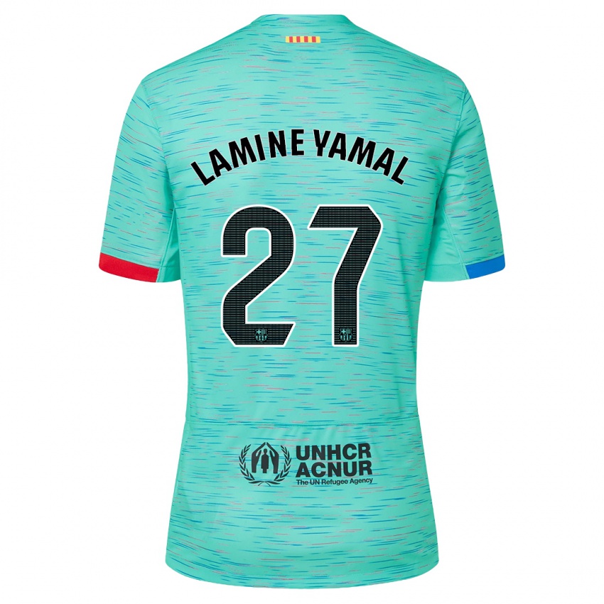 Kinder Lamine Yamal #27 Helles Aqua Ausweichtrikot Trikot 2023/24 T-Shirt Schweiz