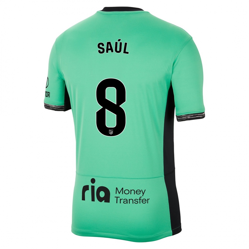 Kinder Saul Niguez #8 Frühlingsgrün Ausweichtrikot Trikot 2023/24 T-Shirt Schweiz