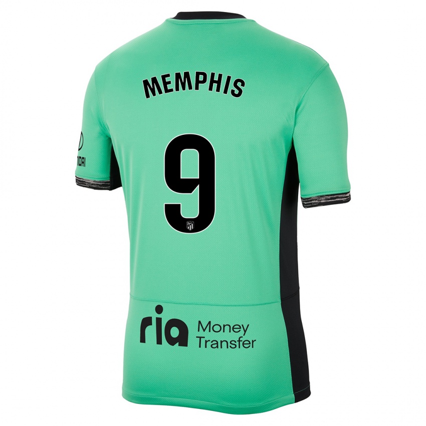 Kinder Memphis Depay #9 Frühlingsgrün Ausweichtrikot Trikot 2023/24 T-Shirt Schweiz