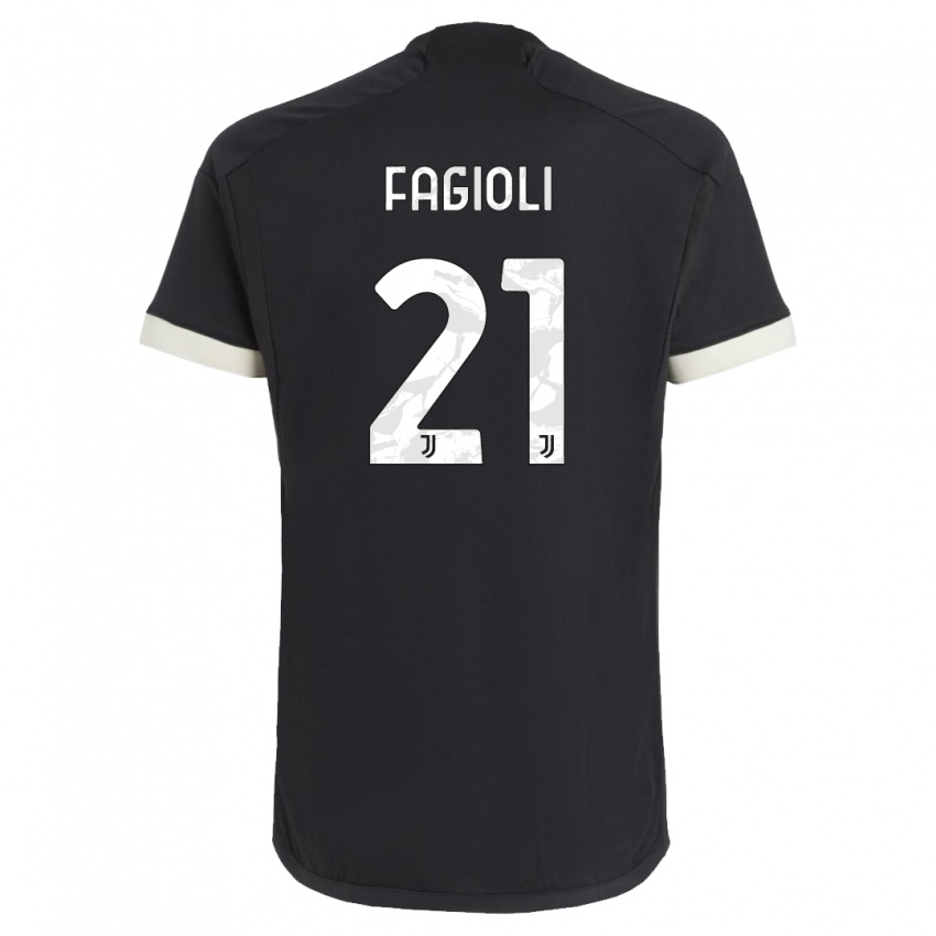 Kinder Nicolo Fagioli #21 Schwarz Ausweichtrikot Trikot 2023/24 T-Shirt Schweiz