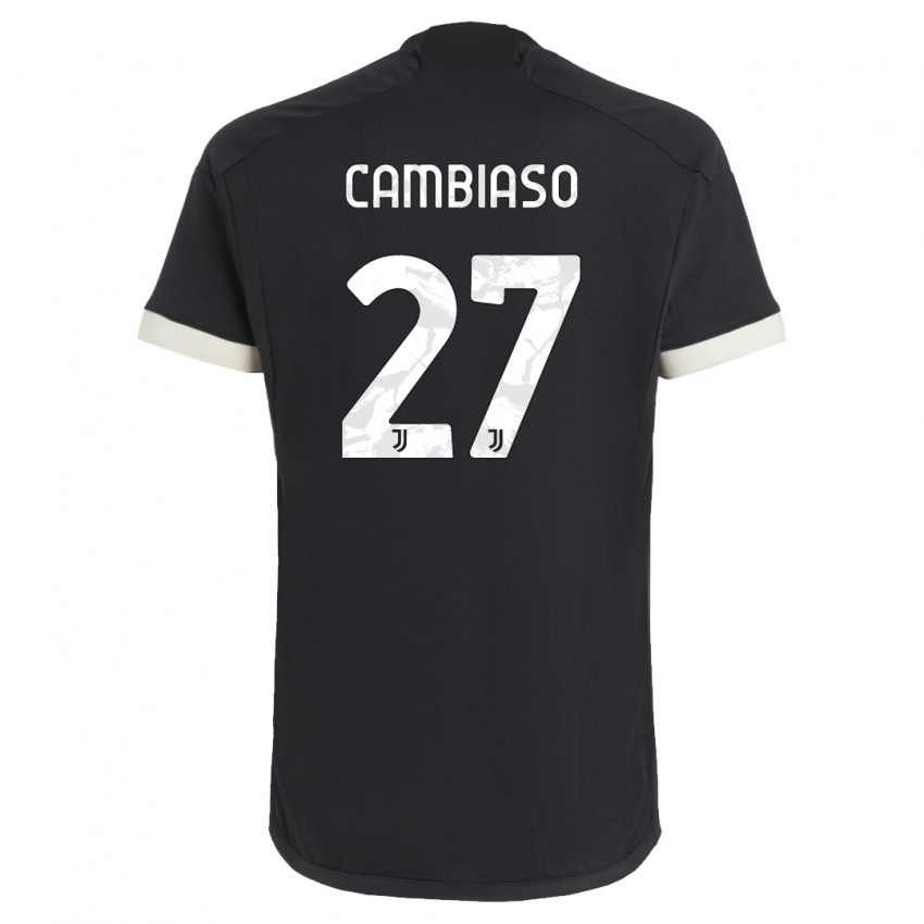 Kinder Andrea Cambiaso #27 Schwarz Ausweichtrikot Trikot 2023/24 T-Shirt Schweiz