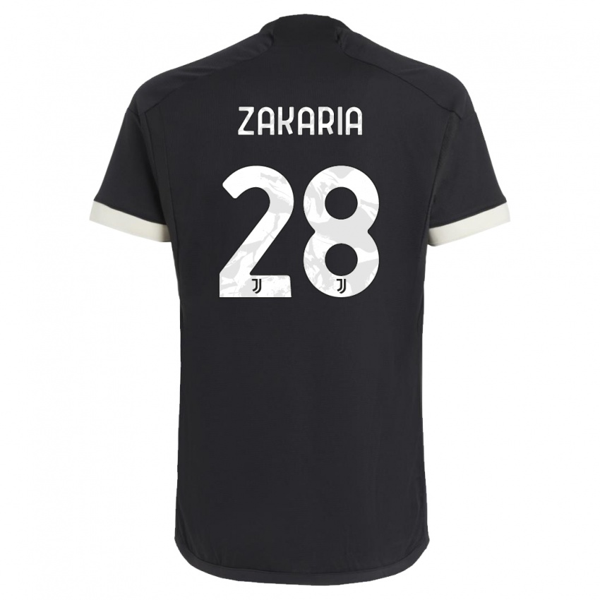 Kinder Denis Zakaria #28 Schwarz Ausweichtrikot Trikot 2023/24 T-Shirt Schweiz