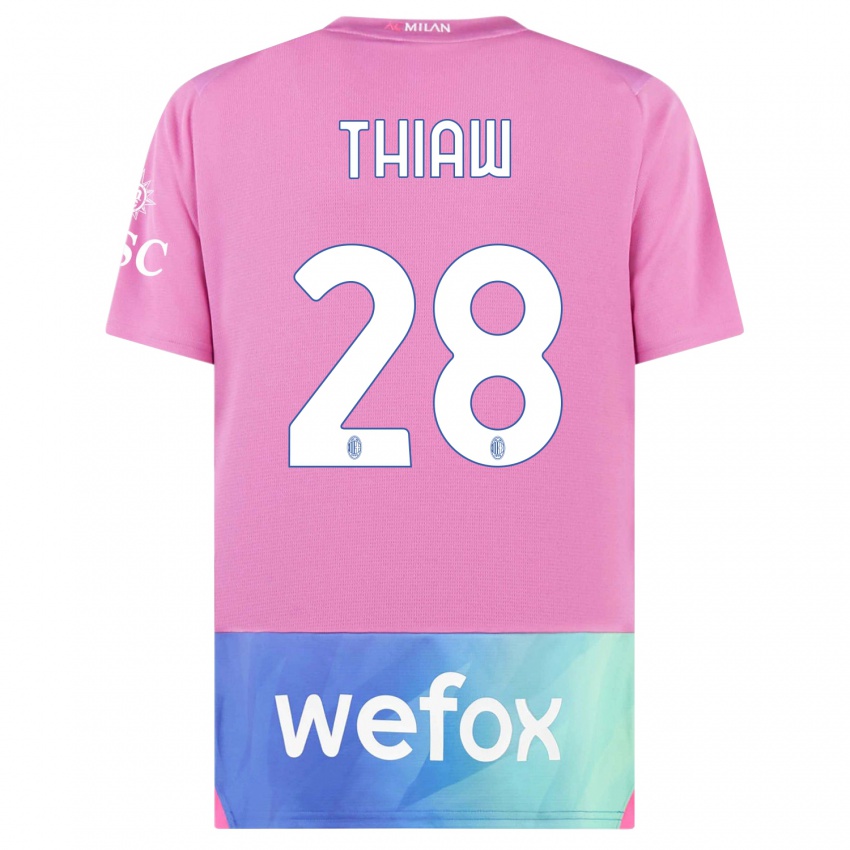 Kinder Malick Thiaw #28 Pink Lila Ausweichtrikot Trikot 2023/24 T-Shirt Schweiz