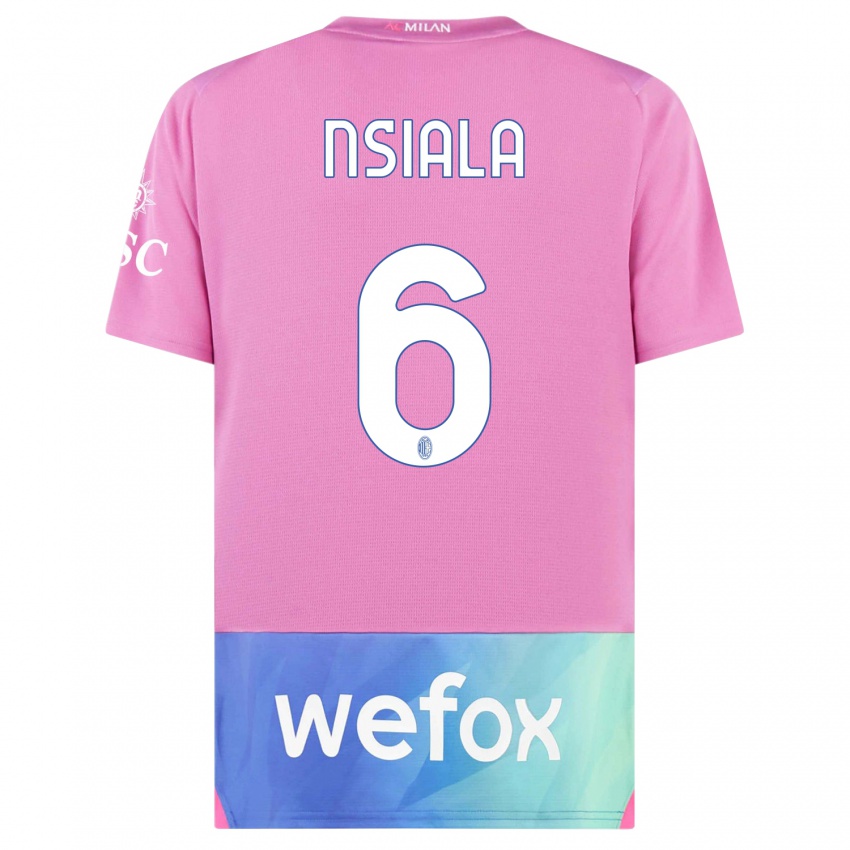 Enfant Maillot Clinton Nsiala #6 Rose-Mauve Troisieme 2023/24 T-Shirt Suisse