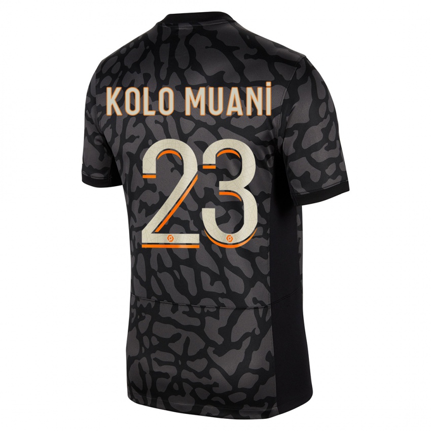 Kinder Randal Kolo Muani #23 Schwarz Ausweichtrikot Trikot 2023/24 T-Shirt Schweiz