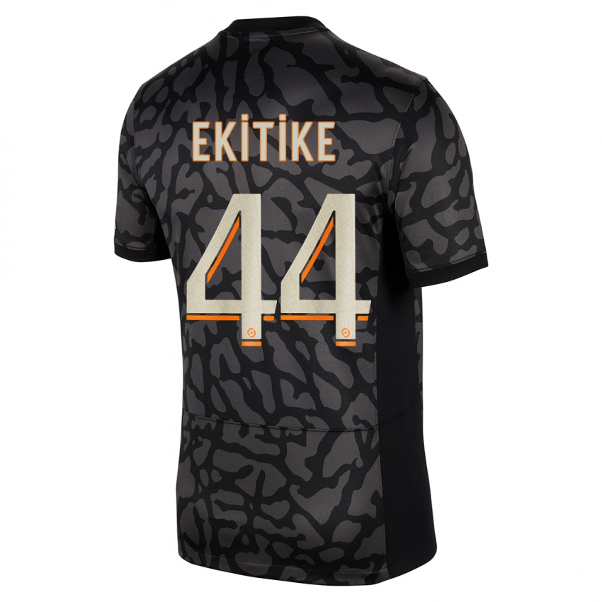 Kinder Hugo Ekitike #44 Schwarz Ausweichtrikot Trikot 2023/24 T-Shirt Schweiz