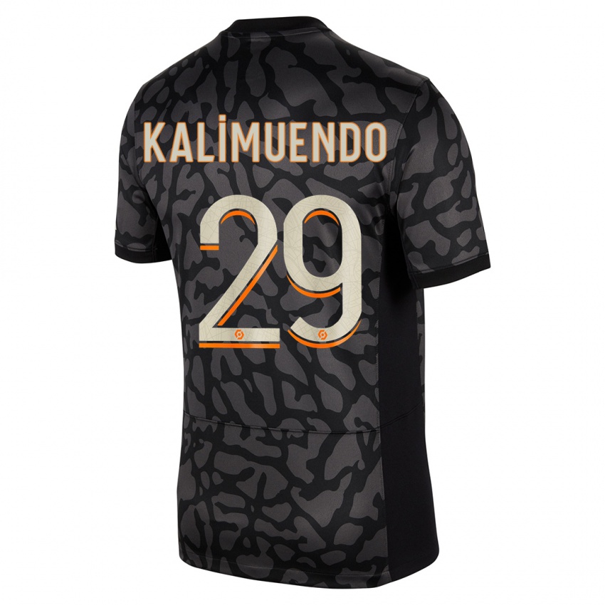 Kinder Arnaud Kalimuendo #29 Schwarz Ausweichtrikot Trikot 2023/24 T-Shirt Schweiz