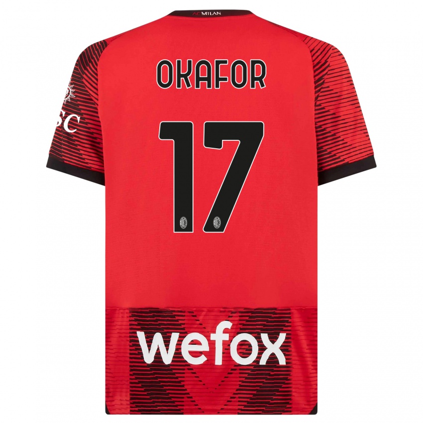Herren Noah Okafor #17 Rot Schwarz Heimtrikot Trikot 2023/24 T-Shirt Schweiz