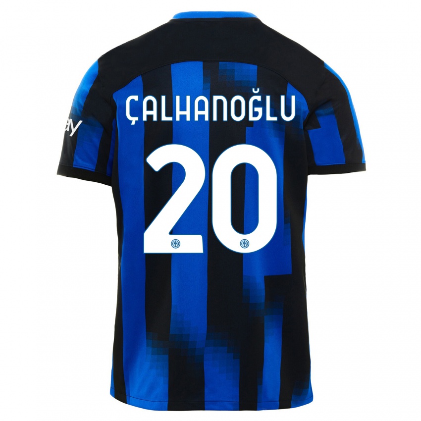 Herren Hakan Calhanoglu #20 Schwarz Blau Heimtrikot Trikot 2023/24 T-Shirt Schweiz