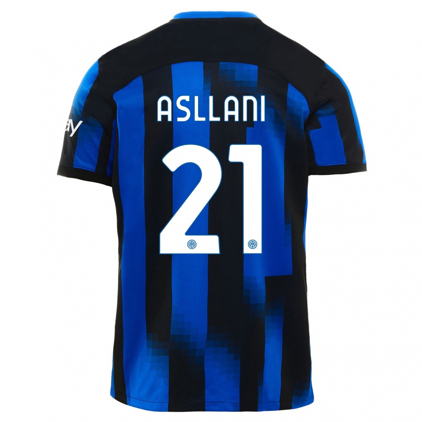 Herren Kristjan Asllani #21 Schwarz Blau Heimtrikot Trikot 2023/24 T-Shirt Schweiz
