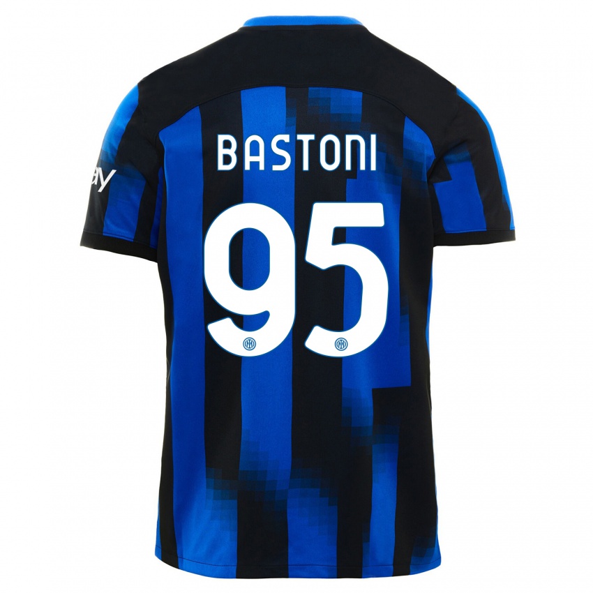 Herren Alessandro Bastoni #95 Schwarz Blau Heimtrikot Trikot 2023/24 T-Shirt Schweiz
