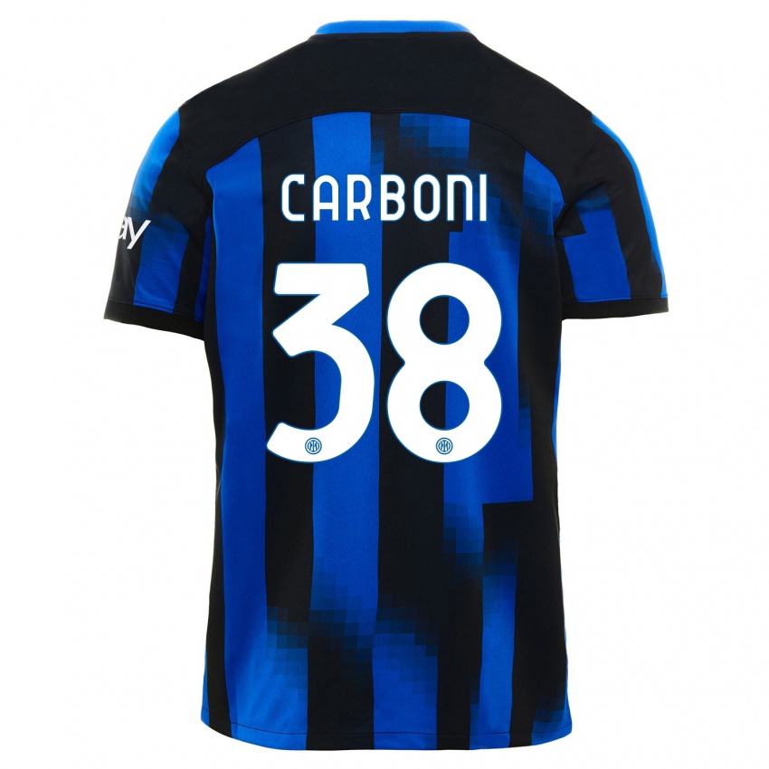 Herren Valentin Carboni #38 Schwarz Blau Heimtrikot Trikot 2023/24 T-Shirt Schweiz