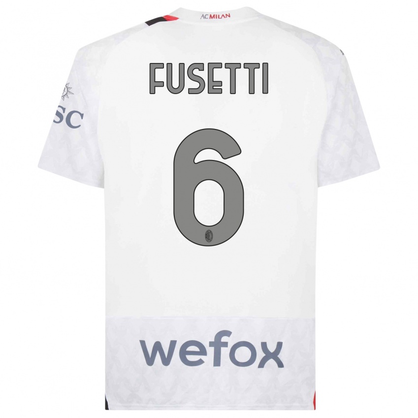 Homme Maillot Laura Fusetti #6 Blanc Tenues Extérieur 2023/24 T-Shirt Suisse