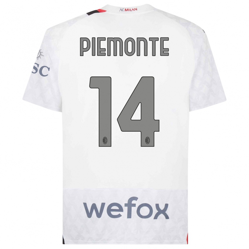 Homme Maillot Martina Piemonte #14 Blanc Tenues Extérieur 2023/24 T-Shirt Suisse