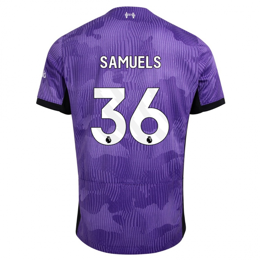 Homme Maillot Kerron Samuels #36 Violet Troisieme 2023/24 T-Shirt Suisse