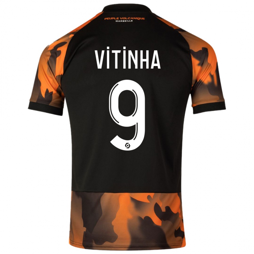 Homme Maillot Vitinha #9 Noir Orange Troisieme 2023/24 T-Shirt Suisse