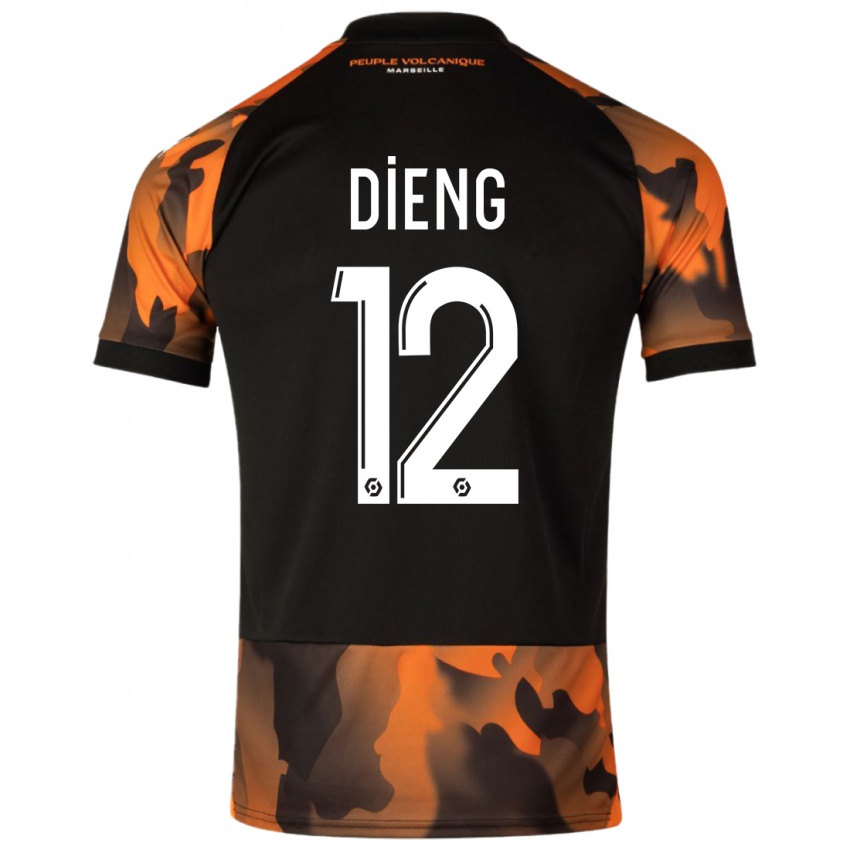 Homme Maillot Bamba Dieng #12 Noir Orange Troisieme 2023/24 T-Shirt Suisse