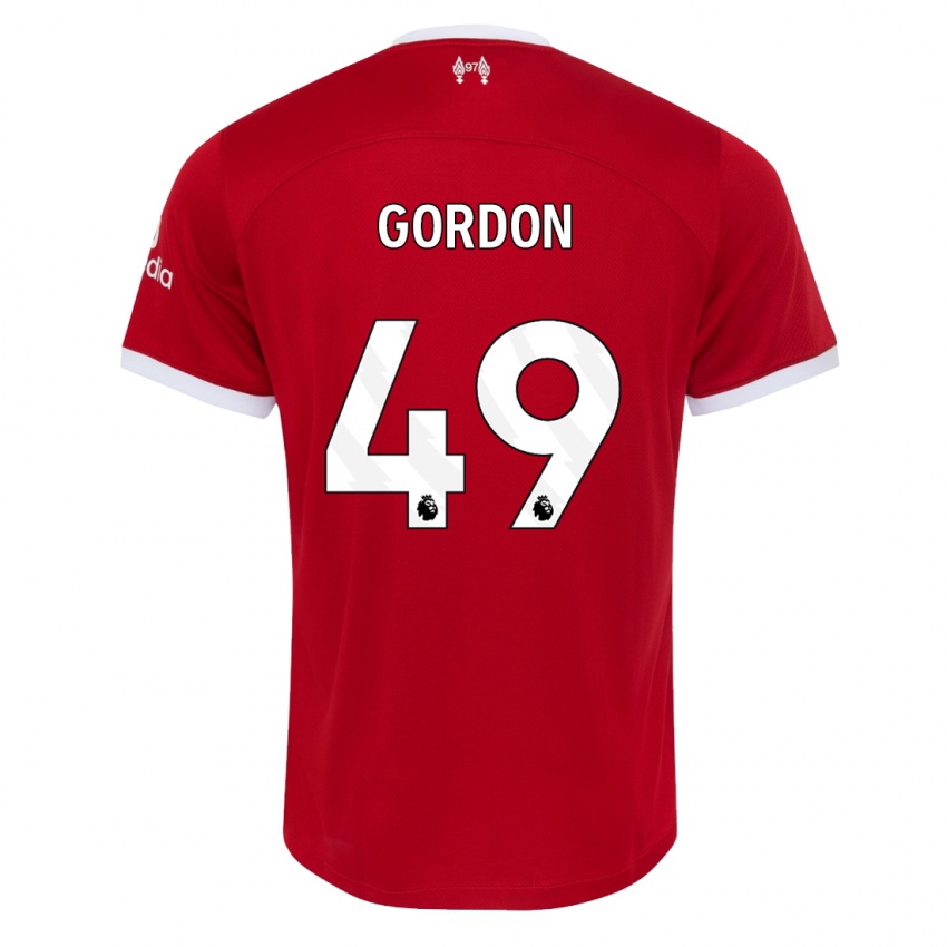 Femme Maillot Kaide Gordon #49 Rouge Tenues Domicile 2023/24 T-Shirt Suisse