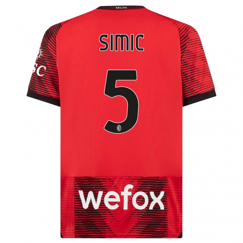Damen Jan-Carlo Simic #5 Rot Schwarz Heimtrikot Trikot 2023/24 T-Shirt Schweiz