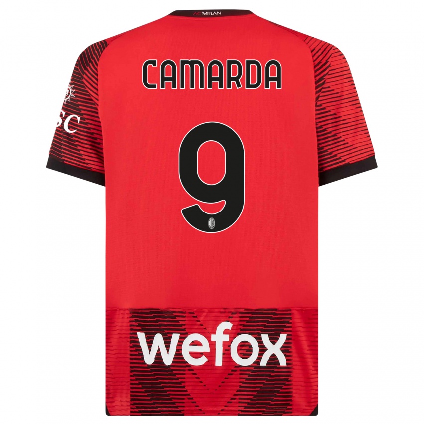Damen Francesco Camarda #9 Rot Schwarz Heimtrikot Trikot 2023/24 T-Shirt Schweiz