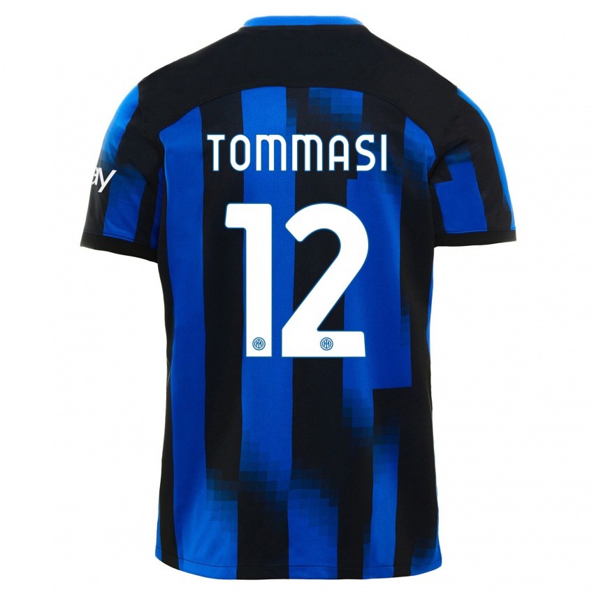 Femme Maillot Francesco Tommasi #12 Noir Bleu Tenues Domicile 2023/24 T-Shirt Suisse