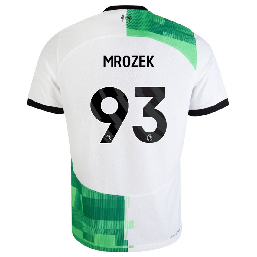 Femme Maillot Fabian Mrozek #93 Blanc Vert Tenues Extérieur 2023/24 T-Shirt Suisse