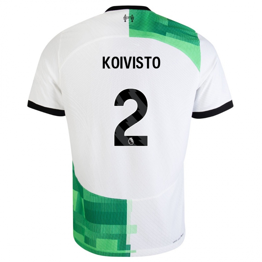 Femme Maillot Emma Koivisto #2 Blanc Vert Tenues Extérieur 2023/24 T-Shirt Suisse