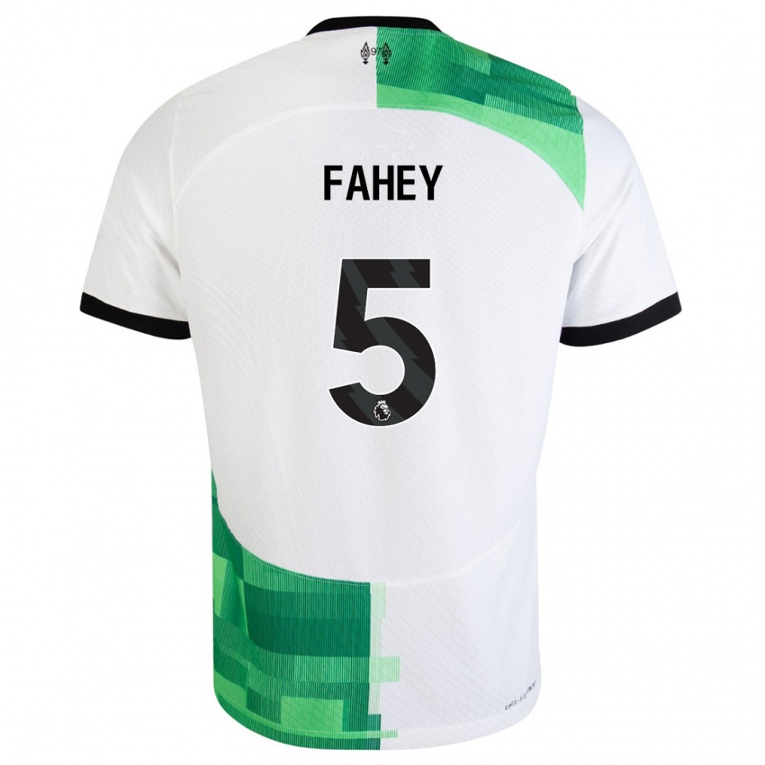 Femme Maillot Niamh Fahey #5 Blanc Vert Tenues Extérieur 2023/24 T-Shirt Suisse